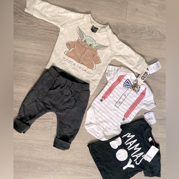 Star Wars Baby Boy 3pcs Childlike Round Neckline Longsleeves Rompers Multi-color